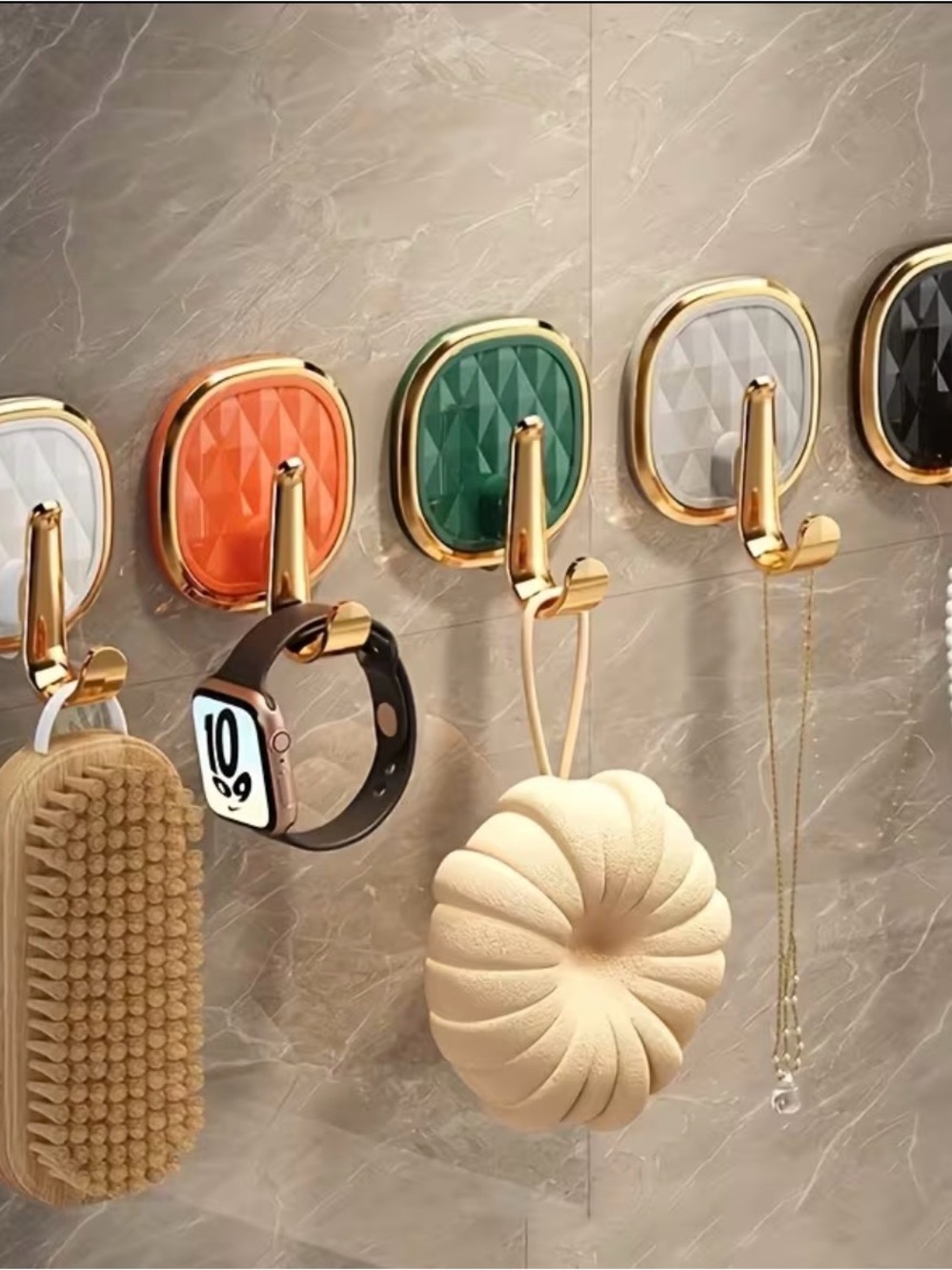 Gold Accent Multi-Color Decorative Wall Hook Set 5 for $10
